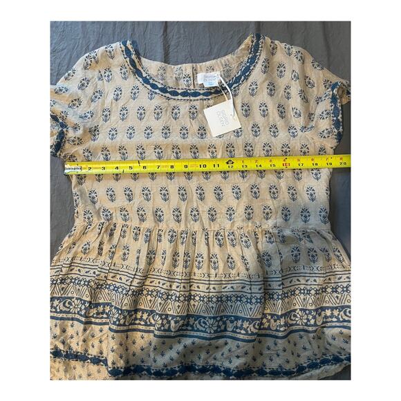 Sigrid Olsen Women’s Medium Boho Floral Block Print Cotton Peasant Top NWT - Picture 4 of 5